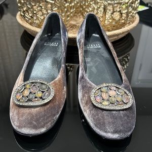 Vintage Stuart Weitzman Velvet Jewel Front Kitten Heel Shoe